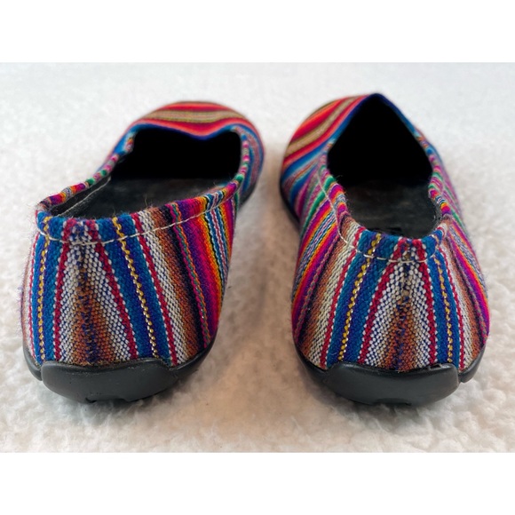 (NWOT) STEFANY • Peruvian Rainbow Striped Fabric Rounded Toe Ballet Flats - Picture 7 of 16